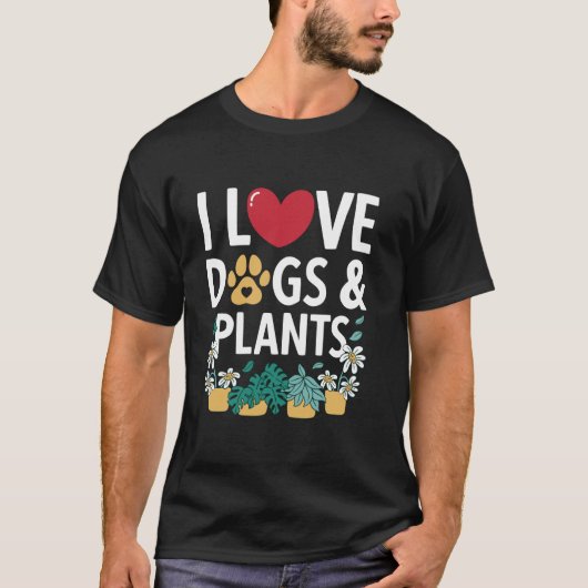 ガーデナー ガーデン 犬と植物が好き 園芸 Tシャツ (正面)