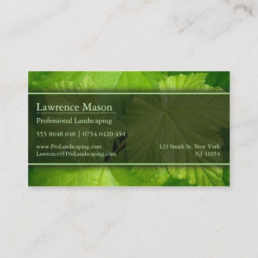 ガーデナー/造園リーフ、フォト名刺 名刺 (裏面)