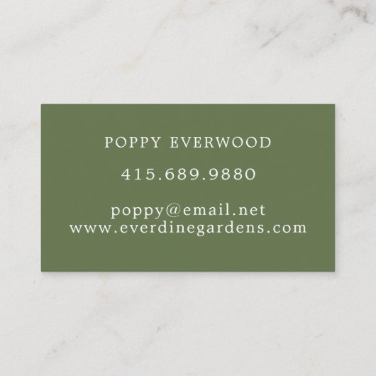 ガーデナ図解入りの、写真付きのー地主グリーン 名刺 (裏面)