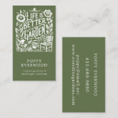 ガーデナ図解入りの、写真付きのー地主グリーン 名刺 (正面/裏面)