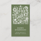 ガーデナ図解入りの、写真付きのー地主グリーン 名刺 (正面)