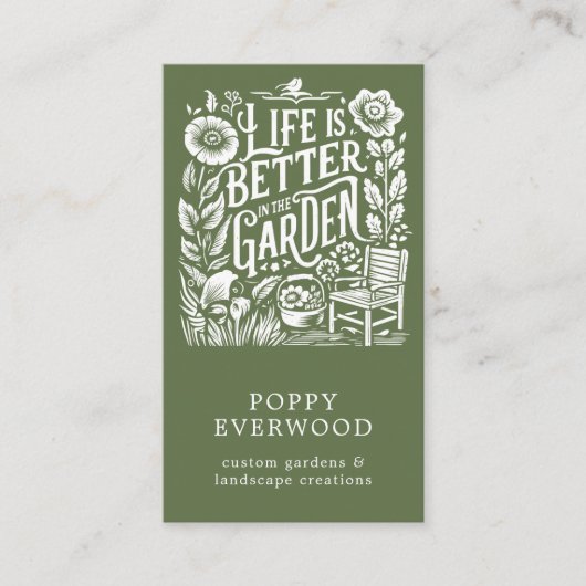 ガーデナ図解入りの、写真付きのー地主グリーン 名刺 (正面)