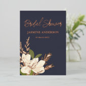 ガーデニアフローラブーケガーデンブライダルシャワー 箔招待状 (立ち正面)
