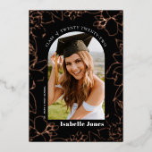 ガーデニアブラックフローラアーチ写真卒業 箔招待状 (正面)