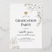 ガーデニアブラックフローラアーチ写真卒業 箔招待状 (裏面)