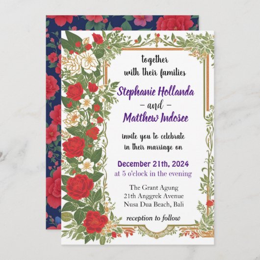 ガーデニアラブジョーエバーロング結婚コミットメント 招待状 (正面/裏面)