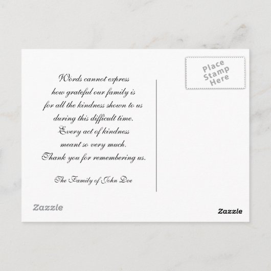 ガーデニア悔やみや弔慰サンキューハガキ ポストカード (裏面)