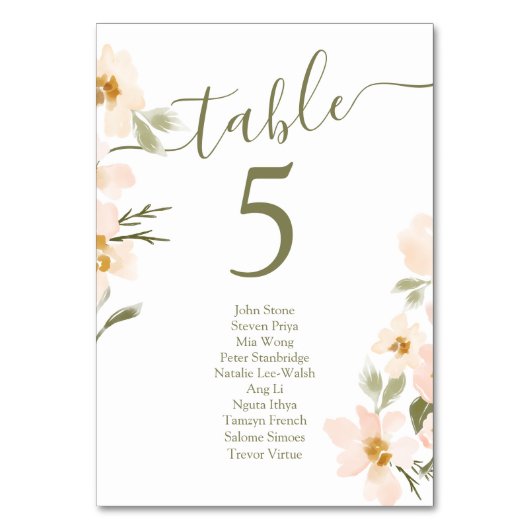 ガーデニア赤面ウォーター色抽象芸術花模様 テーブルナンバー (裏面)