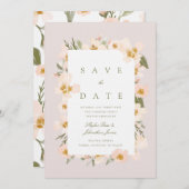 ガーデニア赤面水彩抽象芸術フローラピンク セーブザデート (正面/裏面)