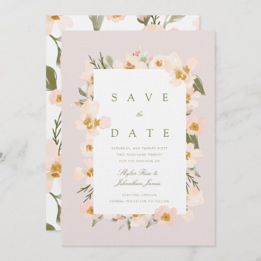 ガーデニア赤面水彩抽象芸術フローラピンク セーブザデート