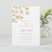 ガーデニア ウォーターカラー フラワル ブラッシュ ベビーシャワー 招待状 (スタンド正面)