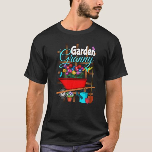 ガーデニングおばあちゃん ガーデニング 祖母 植栽 ガーデナー Tシャツ (正面)
