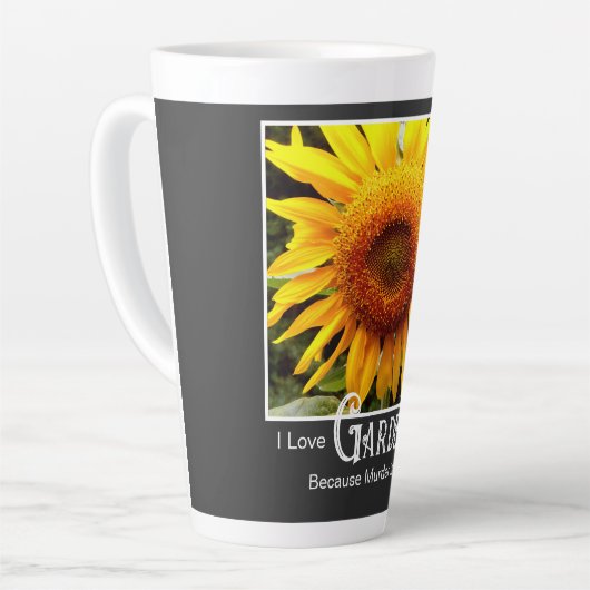 ガーデニングおもしろいことわざイエローサンフローア カフェラテマグ (左アングル)