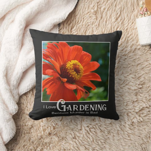 ガーデニングおもしろいことわざオレンジフローラ《植物》百日草デイジー クッション (ブランケット)