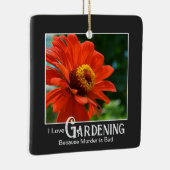 ガーデニングおもしろいことわざオレンジフローラ《植物》百日草デイジー セラミックオーナメント (右)