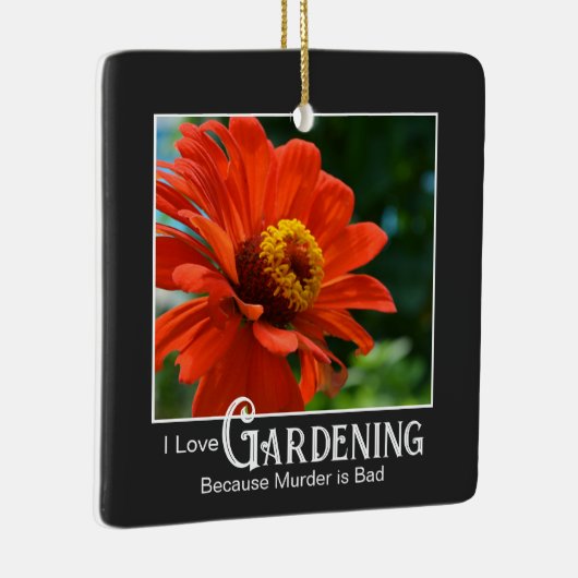 ガーデニングおもしろいことわざオレンジフローラ《植物》百日草デイジー セラミックオーナメント (右)