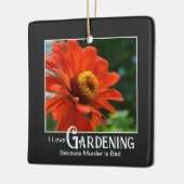 ガーデニングおもしろいことわざオレンジフローラ《植物》百日草デイジー セラミックオーナメント (左)