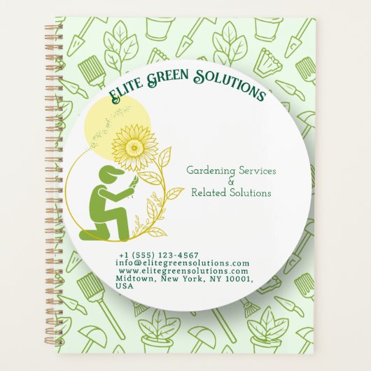 ガーデニングおよび造園ソリューションの名刺 プランナー手帳 (正面)