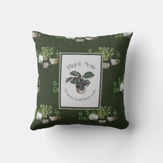 ガーデニングかわいい緑の植物ママ引用文ガーデナーギフト クッション (裏面)