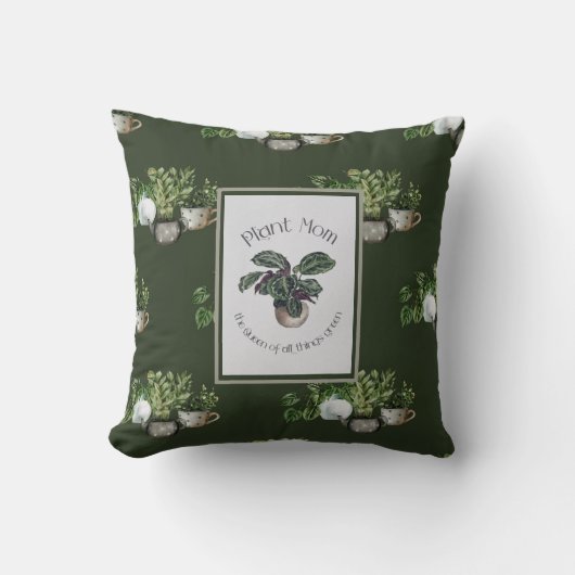 ガーデニングかわいい緑の植物ママ引用文ガーデナーギフト クッション (正面)