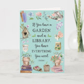 ガーデニングとライブラリ引用文フローラガーデングリーティング カード (正面)