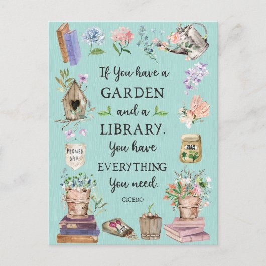 ガーデニングとライブラリ引用文フローラグレーデン ポストカード