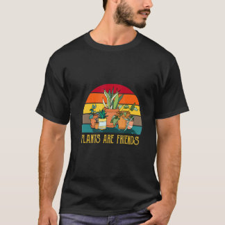 ガーデニングの植物は友達 レトロな造園家 Tシャツ