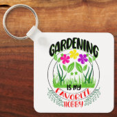 ガーデニングはお気に入りの私の趣味、庭園愛好家 キーホルダー (正面)