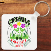 ガーデニングはお気に入りの私の趣味、庭園愛好家 キーホルダー (裏面)