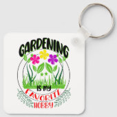 ガーデニングはお気に入りの私の趣味、庭園愛好家 キーホルダー (裏面)