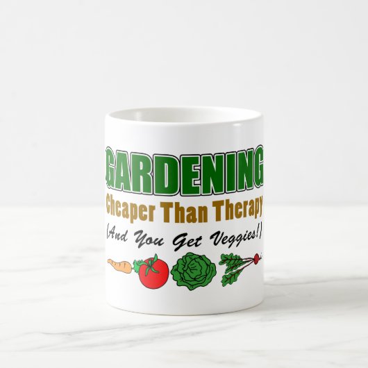 ガーデニングはセラピーおもしろマグカップより安い コーヒーマグカップ (中央)