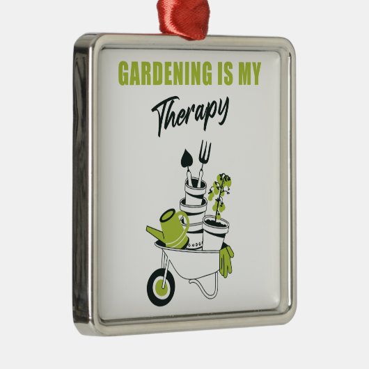 ガーデニングは私のセラピーおもしろいかわいいガーデナー植物 メタルオーナメント (右)