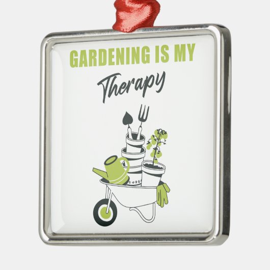 ガーデニングは私のセラピーおもしろいかわいいガーデナー植物 メタルオーナメント (左)