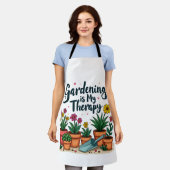 ガーデニングは私のセラピー庭園園芸植物 エプロン (着用した状態)
