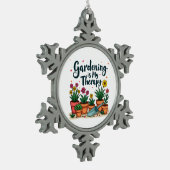 ガーデニングは私のセラピー庭園園芸植物 スノーフレークピューターオーナメント (左)