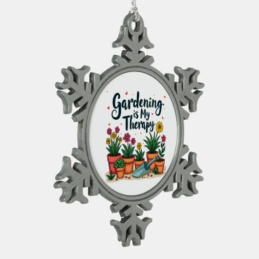 ガーデニングは私のセラピー庭園園芸植物 スノーフレークピューターオーナメント (左)