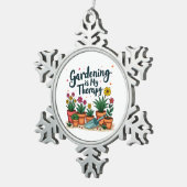 ガーデニングは私のセラピー庭園園芸植物 スノーフレークピューターオーナメント (右)