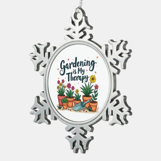 ガーデニングは私のセラピー庭園園芸植物 スノーフレークピューターオーナメント (右)