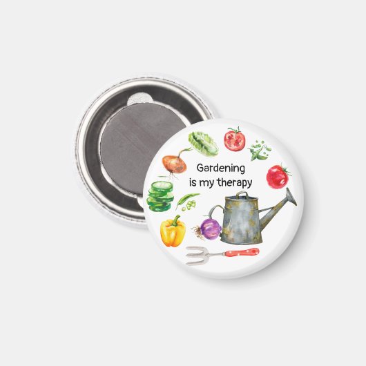 ガーデニングは私のセラピー野菜の散水ポット マグネット (正面/裏面)