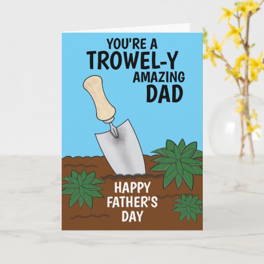 ガーデニングをするお父さんへお父さんの日おめでとう カード (黄色い花)