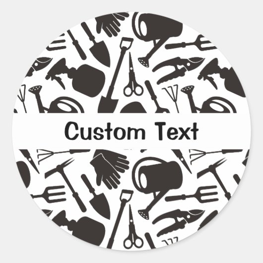 ガーデニングアイコンシルエット ラウンドシール (正面)