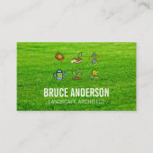 ガーデニングアイコン |刈り草の背景 名刺 (正面)