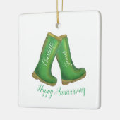 ガーデニングウェルブーツ結婚の記念日 セラミックオーナメント (左)