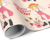 ガーデニングガールとヒマワリハッピーバースデーwra ラッピングペーパー (ロールコーナー)