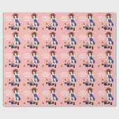 ガーデニングガールひまわり花ハッピーバースデー ラッピングペーパー (フラット)