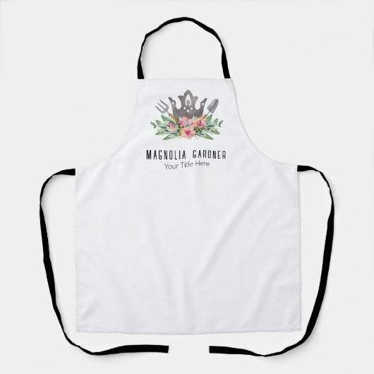 ガーデニングクラウンボホシックな水の色のツール花 エプロン (正面)