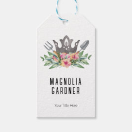 ガーデニングクラウンボホシックな水の色のツール花 ギフトタグ