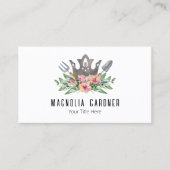 ガーデニングクラウンボホシックな水の色のツール花 名刺 (正面)