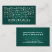 ガーデニングサービス – エメラルドグリーンの白いアイコン 名刺 (正面/裏面)