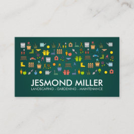 ガーデニングサービス – カラフルアイコンのパターン 名刺